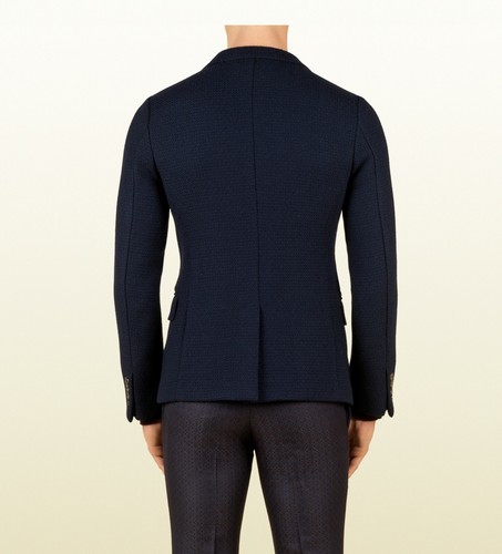 Gucci Runway KNIT Wool Blu Caspian Blazer Jacket 46 IT 36 US With Box, ULTRARARE - Picture 2 of 12