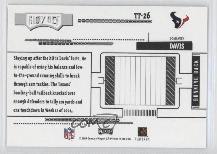 2005 Playoff Absolute Memorabilia Spectrum Black /10 Domanick Davis #TT-26 - Image 2 of 2