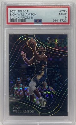 2021-22 Panini Select Zion Williamson #295 Black Prizm Courtside #1/1 PSA 9 SSP