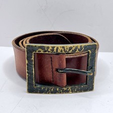 Banana Republic Brown Leather Belt Hammered Distressed Buckle Vintage Style