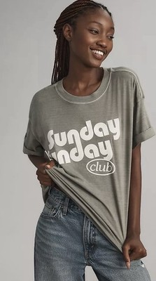 GIRL DANGEROUS Sunday Funday Graphic Tee Shirt : Green - XS Extra Small