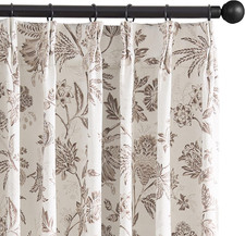 Pinch Pleated Curtains Blackout Floral Curtains for Bedroom Printed Flower Black