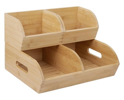 Potato and Onion Storage Bin, Stackable Bamboo Pantry Large, Small,