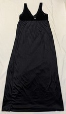 JC Penny VTG Women Sz M Long Black Nightgown Slip Dress Lace Vneck Goth Coquette