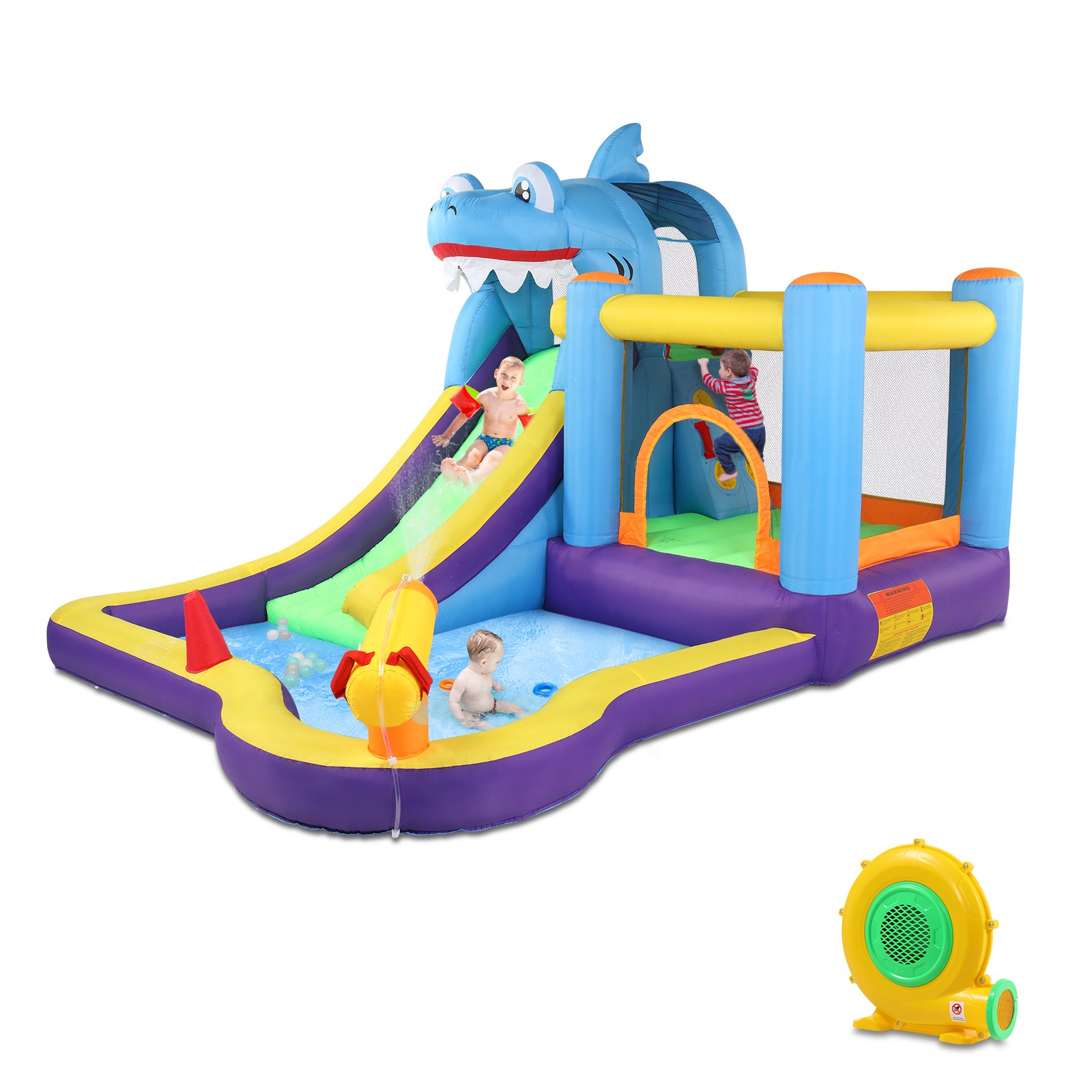 Maison gonflable avec piscine pour enfant et grande zone de saut coulissante de jardin