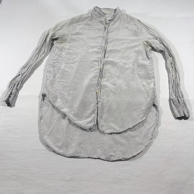 CP Shades Gray Cotton Silk Long Sleeve Button Collared Shirt Top Sz M STAINS