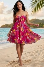 Lauren Ralph Lauren 100% Silk Pink Floral Dress Size 6