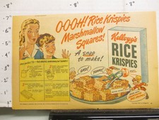 newspaper ad 1948-1950 KELLOGG'S Rice Krispies cereal box recipe marshmallow