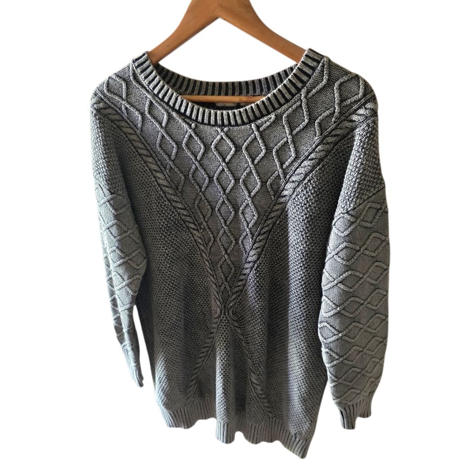 Roxy Gray Medium Weight Cable Knit Patterned Wome… - image 1