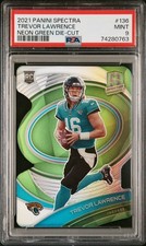 2021 Spectra RC Rookie - Trevor Lawrence #136 Neon Green Prizm Die-Cut /30 PSA 9