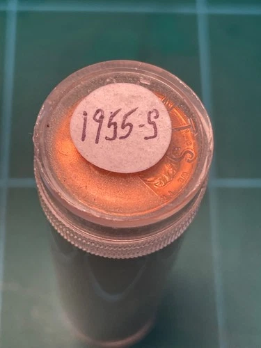 1955 S Lincoln Wheat Cent roll -GEM BU RED