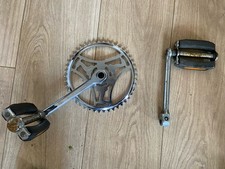 Vintage Chrome Raleigh Heron Cotter Crankset Bike Retro 46 tooth