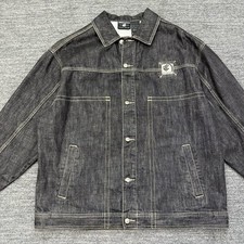 Vintage Rocawear Denim Jacket Men XL Black Jean Y2K Hop Hop Jean Workwear Grunge