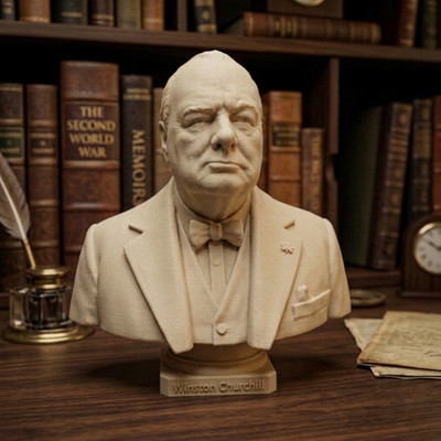 Winston Churchill Figur, historische Büste Statue, Bürodeko, Schreibtischzubehör