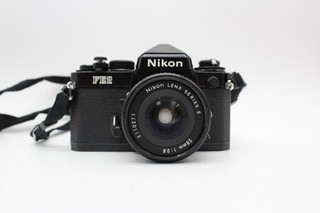F Nikon FE2 SLR Camera w/ Nikon Nikkor 2.8 28mm Lens Not Tested