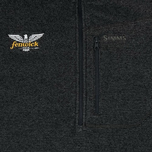 Simms Rivershed 1/2 Zip Sweater Mens XL Black Heather Fleece Fenwick Fly Fishing - Picture 4 of 14