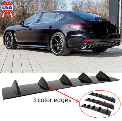 For Porsche Panamera Rear Bumper Diffuser Shark 5 Fins Wing Spoiler Lip Splitter