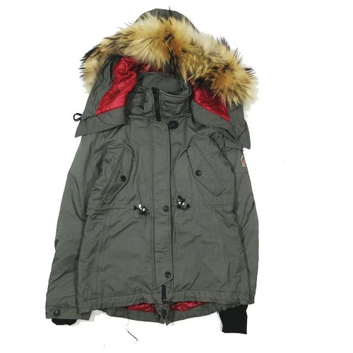 Moncler Grenoble piumino kaki pelliccia cappuccio volo parka donna 1