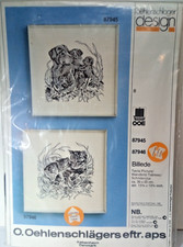 OEHLENSCHLAGER Cross Stitch Kit 87946 Sketch Greyscale Blackwork Cats Kittens