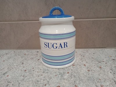 Maxwell & Williams. Coastal Stripes. Sugar Container. Made In China.