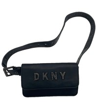 DKNY Tilly Borsa Cintura Ecopelle Nera Cinghia Regolabile Logo Lettere