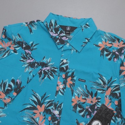 Volcom Warbler Woven Button Up Short Sleeve Floral Shirt Men's Size M