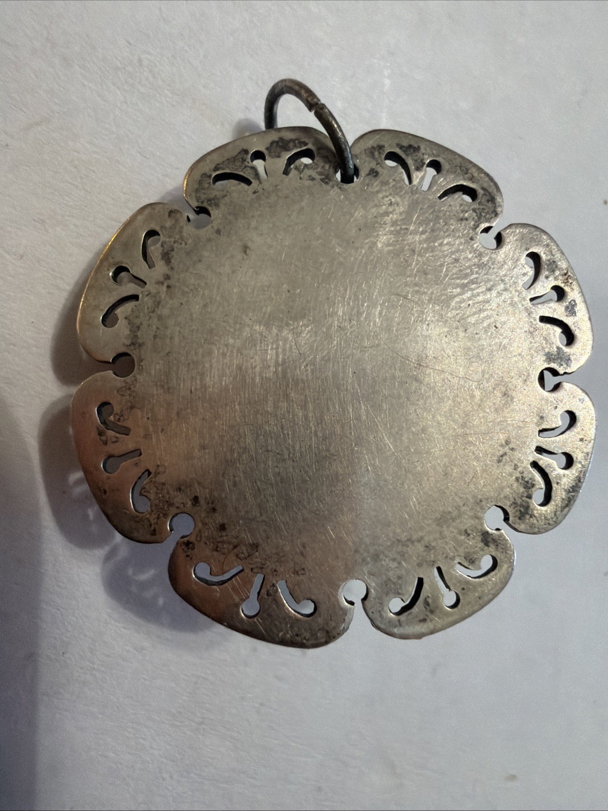 Vintage Operculum Shell Large Pendent Silver Color - image 3