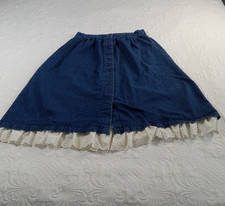 Diana Fay Denim Skirt Womens 18 Blue Button Up Eyelet Western Pioneer Flaws GUC