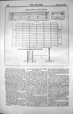 Alte französische Methode Eisen Bodenbelag System Böden Balken Entretoises 1853 viktorianisch