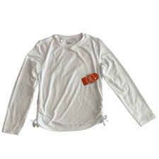 Wonder Nation White Long Sleeve Rash Guard Girls 7-8 Swim Top Side Tie NEW