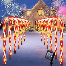 12 Pack Solar Christmas Candy Cane Lights Outdoor Christmas Decorations