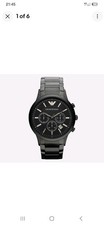 EMPORIO ARMANI AR2453 MENS BLACK CHRONOGRAPH WATCH - NEW - WARRNTY - CERTFCATE