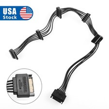 NEW 15-Pin SATA Power 1 Male To 5 Female Splitter Hard Drive Cable Fits HDD SSD