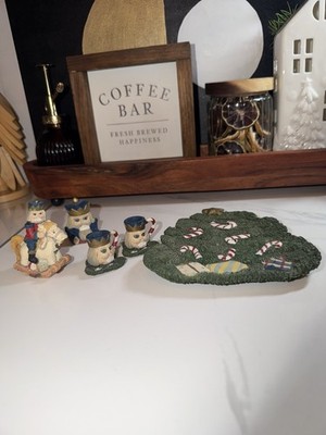 Young's Inc  ceramic nutcracker and Christmas tree figurines
