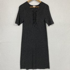 Etc Sweater Dress Women’s S Charcoal Gray Short Sleeve A Line Wool Blend Stretch