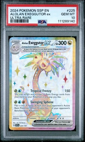 2024 POKEMON SSP EN-SURGING SPARKS ULTRA RARE #225 ALOLAN EXEGGUTOR EX PSA 10