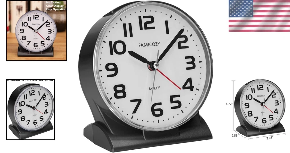 Silent Analog Alarm Clock with Gentle Wake & Large Display - Image 2 of 4