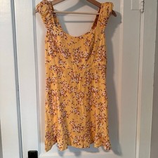 Old Navy Yellow Floral Babydoll Mini Dress Size M Ruffle Boho Festival