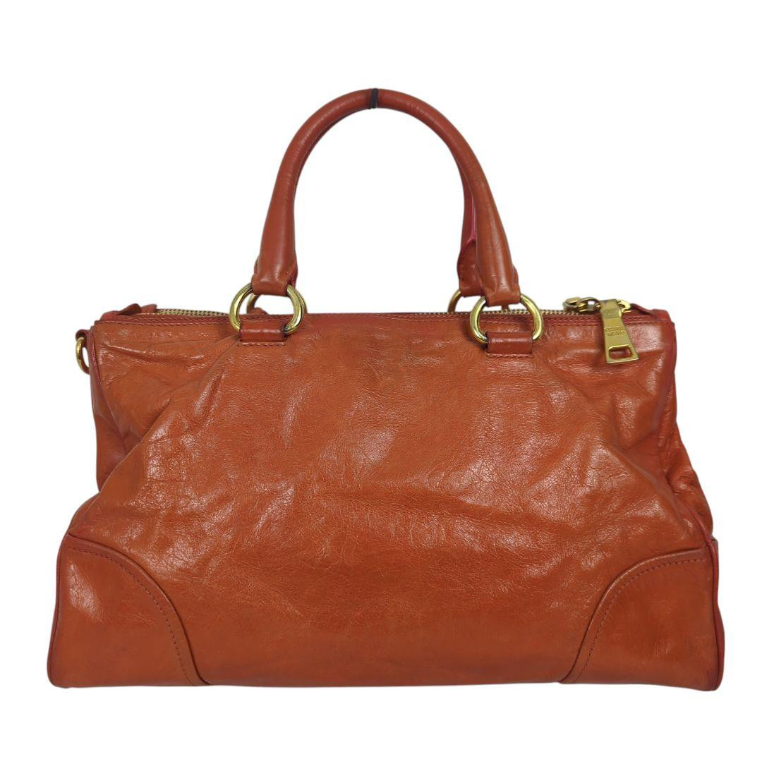 PRADA Vitello Shine Shoulder Handbag Tote Bag Leather Used Item Good From Japan thumbnail 5