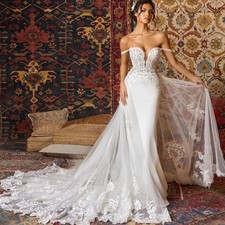 Mermaid Wedding Dress Off Shoulder Appliques Sleeveless Bridal Gowns Backless