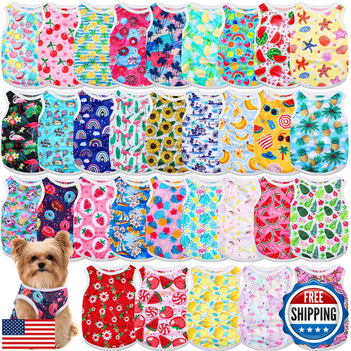 32er Pack Hawaii Sommer Hundeshirts - kleine T-Shirts für Haustiere