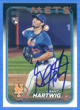 GRANT HARTWIG Signed/Autographed 2024 Topps RC Card #130 New York Mets w/COA a