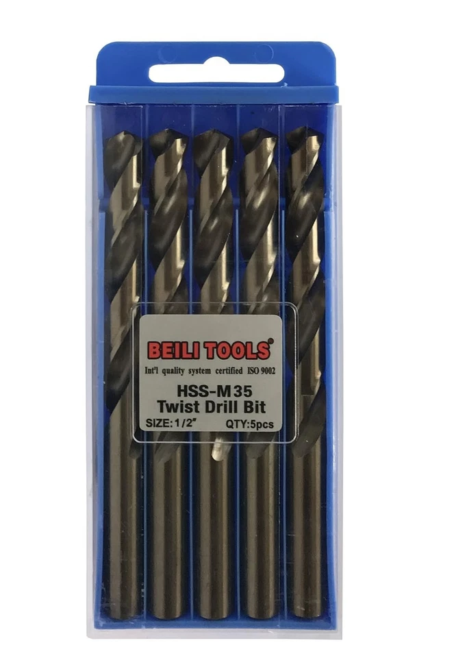 Pack of 5 12.7mm Cobalt Steel Drill Bits - Ideal for Heavy-Duty Applications - Image 3 of 4