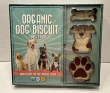 Organic Dog Biscuit Cookbook Kit W/25 Recipes & 3 Cookie Cutters Dog, Bone, Paw