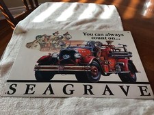 Vintage 1997 Seagrave Fire Engine Metal Sign Made In USA by Desperate - 16x11