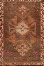 Antique Look Anatolian Oriental Accent Rug Turkish Hand-made Foyer Brown Rug 2x3