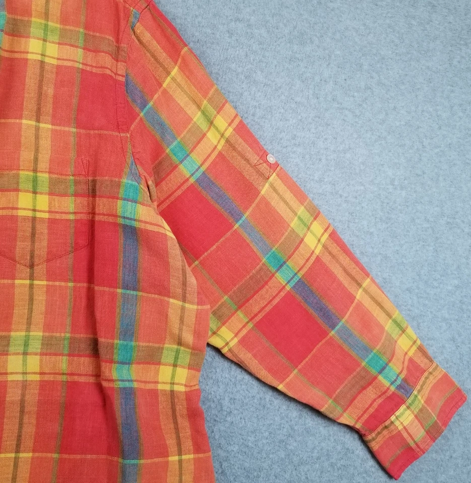 JONES NEW YORK Button Up Shirt Womens 3X Plus Multicolor Plaid Linen Long Sleeve - Image 3 of 4