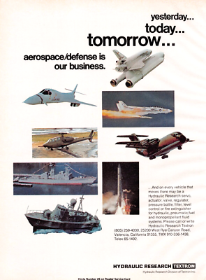 #ad #ad Hydraulic Research Textron Space Shuttle B 1 Strategic Aircraft Vtg Mag Print Ad $19.95
