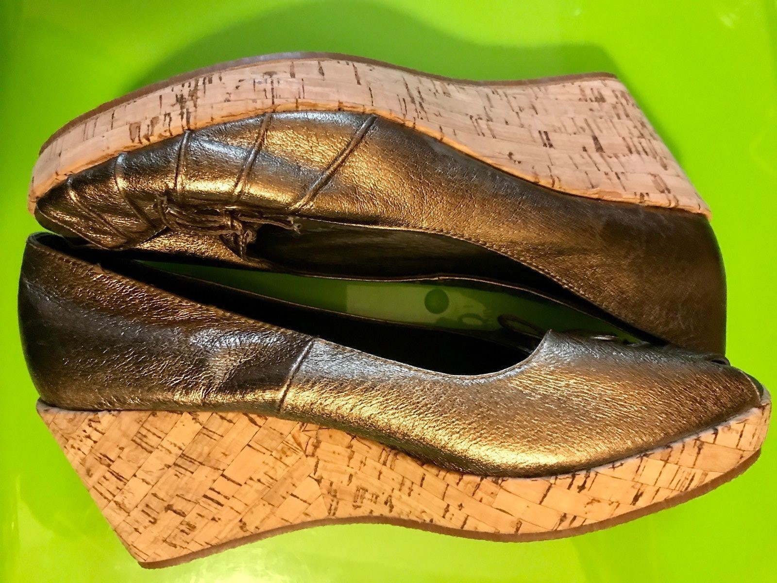 Bronze CHOCOLAT peep toe wedges size 38 new without box-image