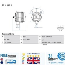 Brand New Alternator 0986046590 51261017246 BOSCH - Genuine